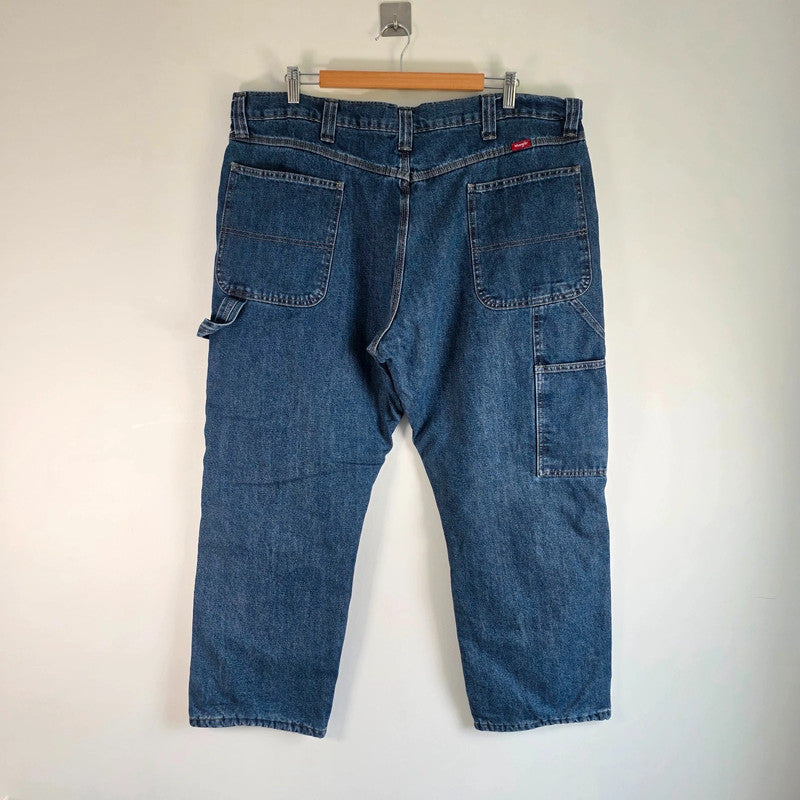 Wrangler Carpenter Jeans W40 L29 Blue Fleece Lined Workwear Utility Denim Pants