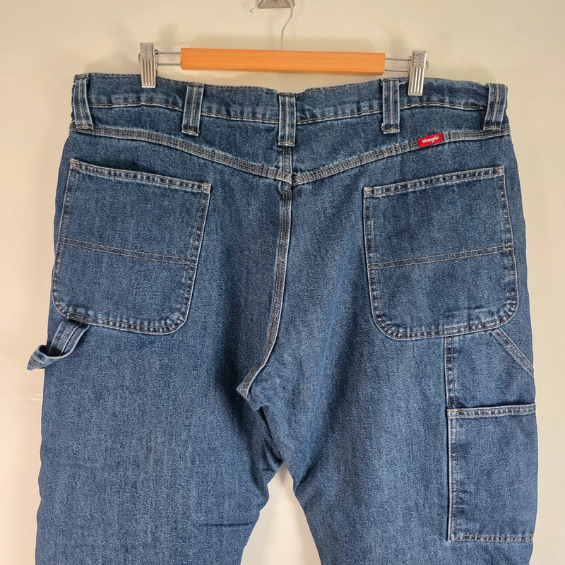 Wrangler Carpenter Jeans W40 L29 Blue Fleece Lined Workwear Utility Denim Pants