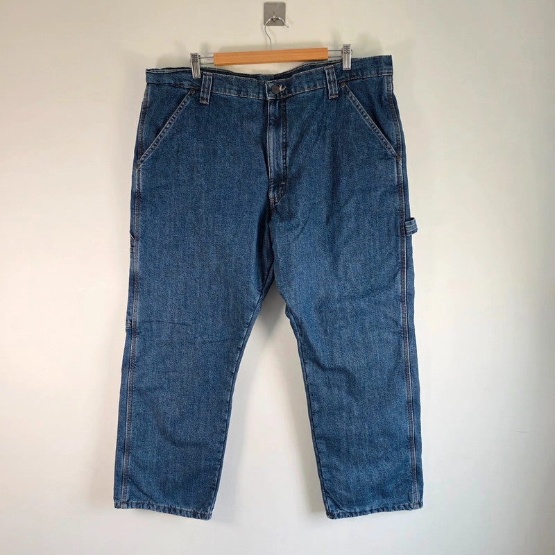 Wrangler Carpenter Jeans W40 L29 Blue Fleece Lined Workwear Utility Denim Pants