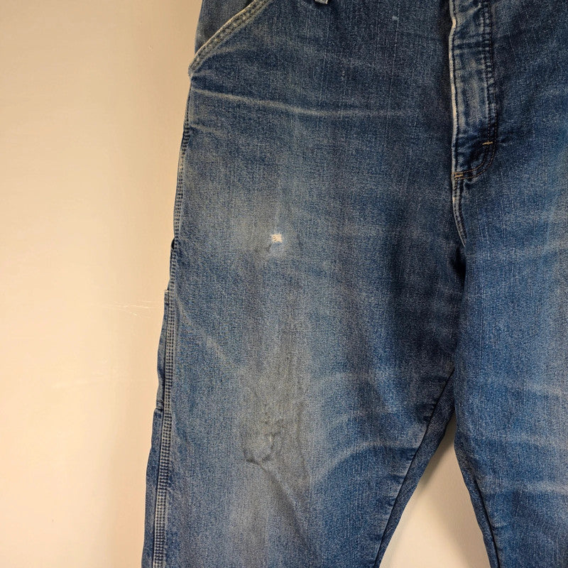 Wrangler Carpenter Jeans W40 L32 Blue Fleece Lined Workwear Utility Denim Pants