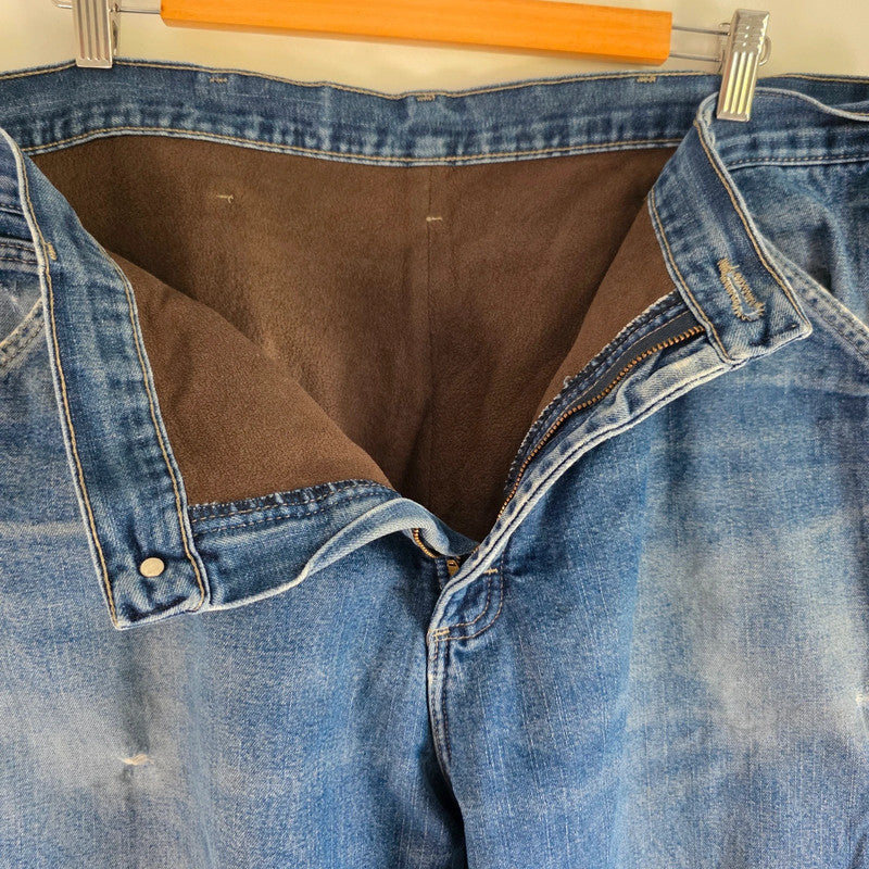 Wrangler Carpenter Jeans W40 L32 Blue Fleece Lined Workwear Utility Denim Pants