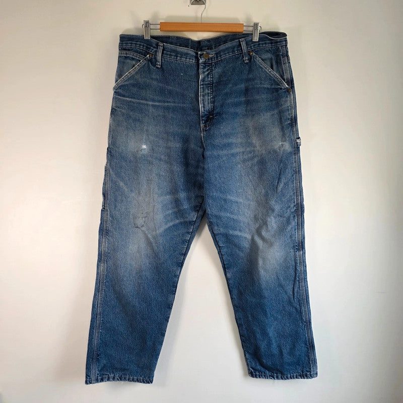 Wrangler Carpenter Jeans W40 L32 Blue Fleece Lined Workwear Utility Denim Pants