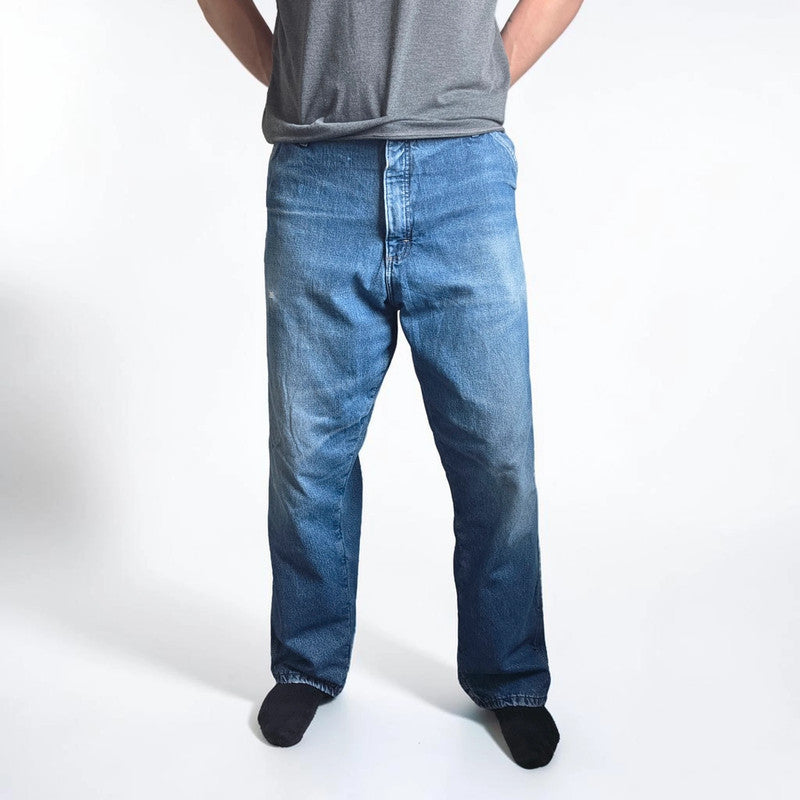 Wrangler Carpenter Jeans W40 L32 Blue Fleece Lined Workwear Utility Denim Pants