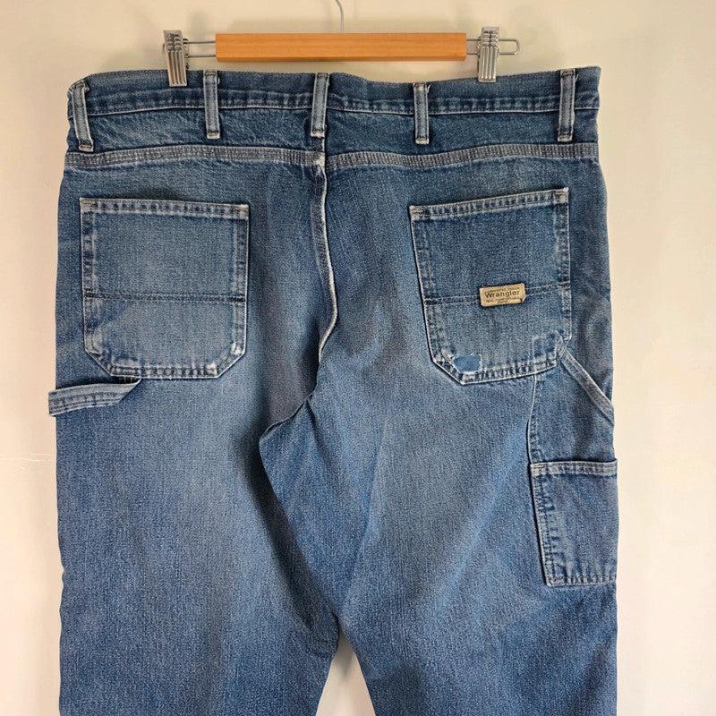 Wrangler Carpenter Jeans W40 L32 Blue Fleece Lined Workwear Utility Denim Pants