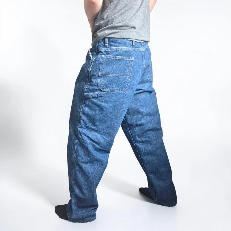 Wrangler Carpenter Jeans W36 L32 Blue Fleece Lined Workwear Utility Denim Pants Made In Mexico