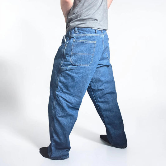 Wrangler Carpenter Jeans W36 L32 Blue Fleece Lined Workwear Utility Denim Pants Made In Mexico