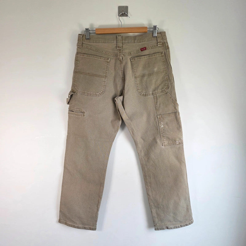 Wrangler Carpenter Jeans W32 L29 Beige Workwear Utility Carpenter Pants Made In Mexico