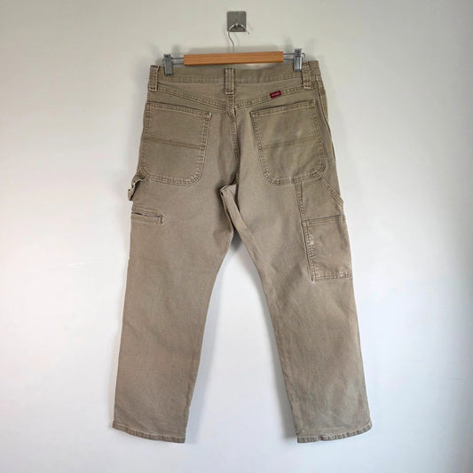 Wrangler Carpenter Jeans W32 L29 Beige Workwear Utility Carpenter Pants Made In Mexico