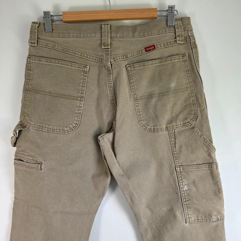 Wrangler Carpenter Jeans W32 L29 Beige Workwear Utility Carpenter Pants Made In Mexico