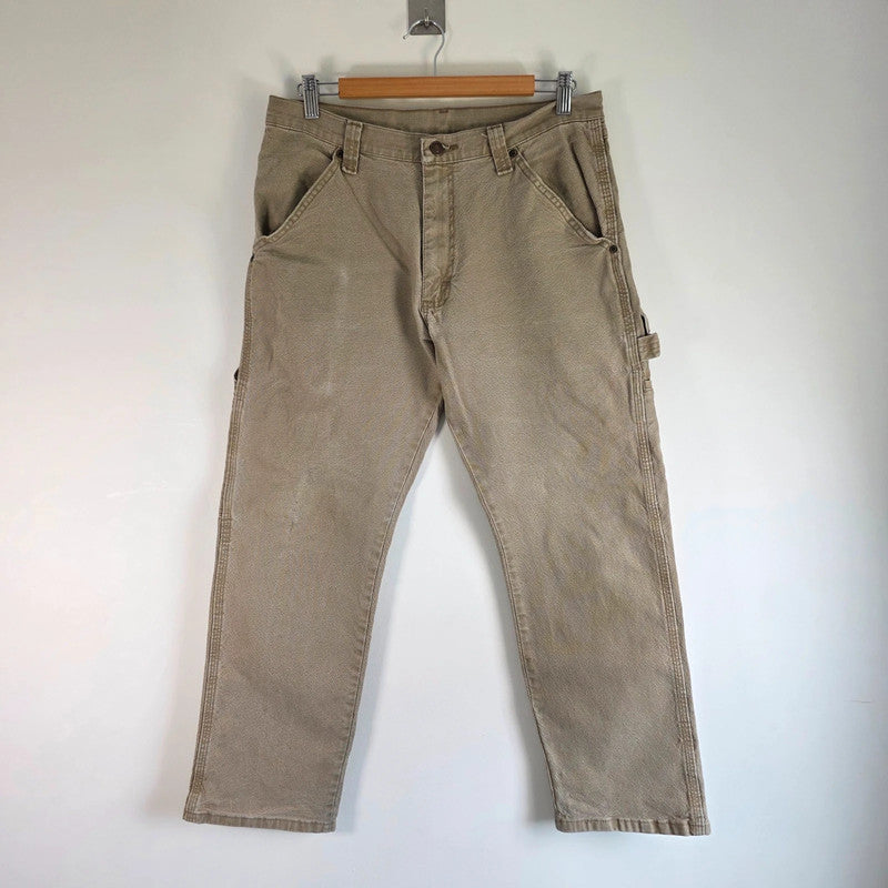 Wrangler Carpenter Jeans W32 L29 Beige Workwear Utility Carpenter Pants Made In Mexico