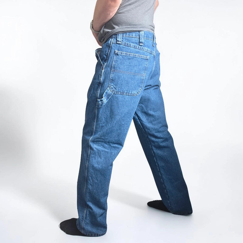 Wrangler Carpenter Jeans W35 L32 Blue Fleece Lined Workwear Utility Denim Pants Made In Mexico