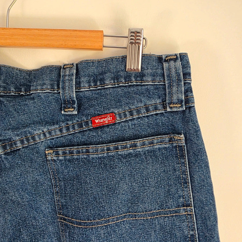 Wrangler Carpenter Jeans W35 L32 Blue Fleece Lined Workwear Utility Denim Pants Made In Mexico