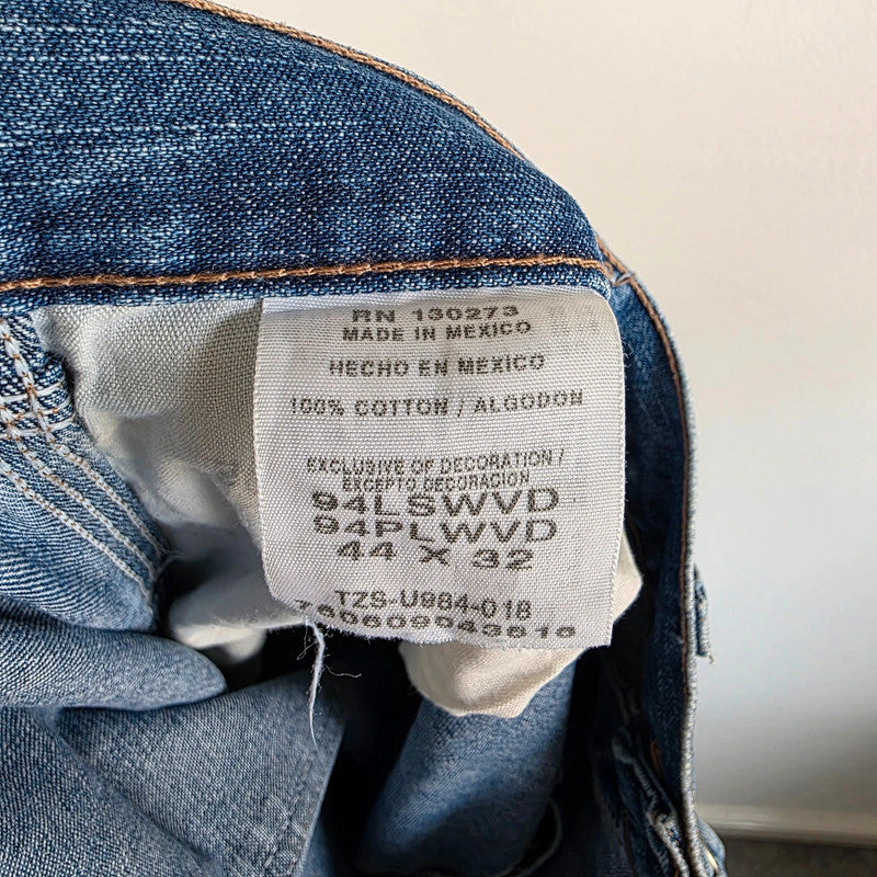 Wrangler Carpenter Jeans W44 L25 (Altered) Blue Workwear Utility Denim Pants Made In Mexico