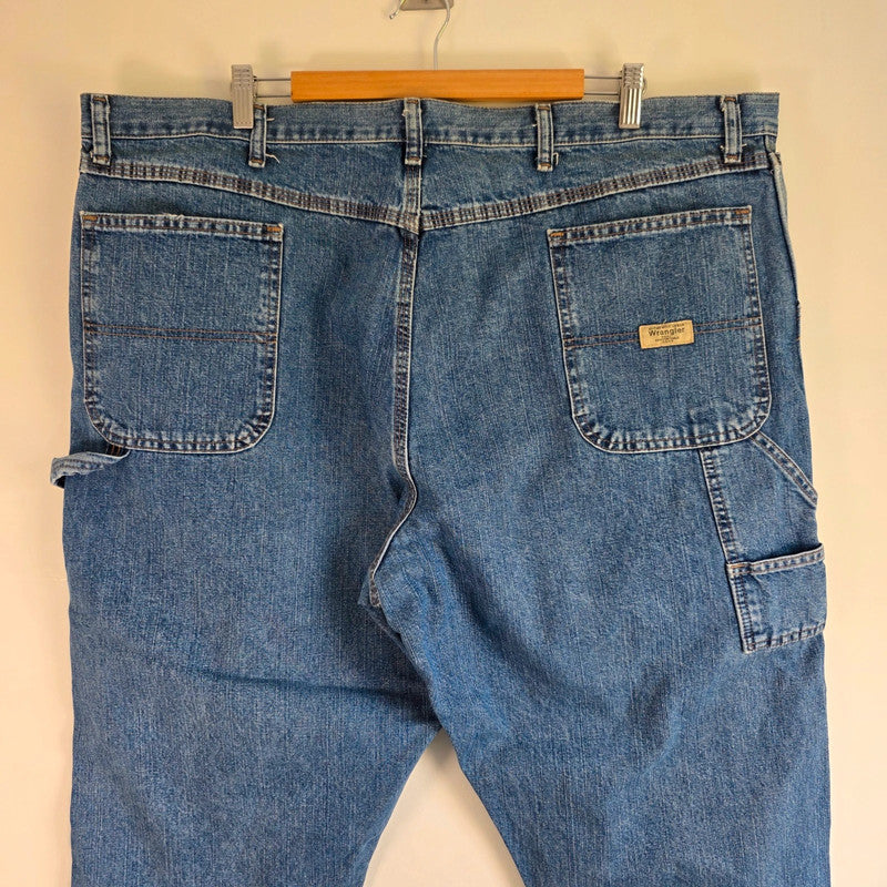 Wrangler Carpenter Jeans W44 L25 (Altered) Blue Workwear Utility Denim Pants Made In Mexico