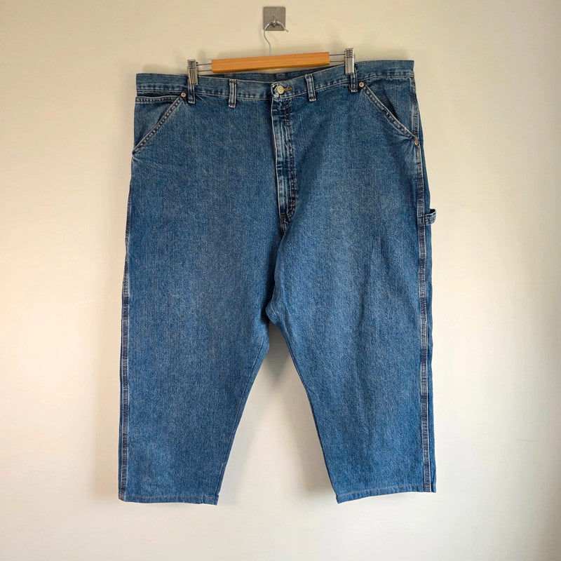 Wrangler Carpenter Jeans W44 L25 (Altered) Blue Workwear Utility Denim Pants Made In Mexico