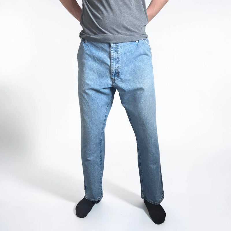 Vintage Wrangler Carpenter Jeans W38 L29 Blue Workwear Utility Denim Pants Made In Mexico
