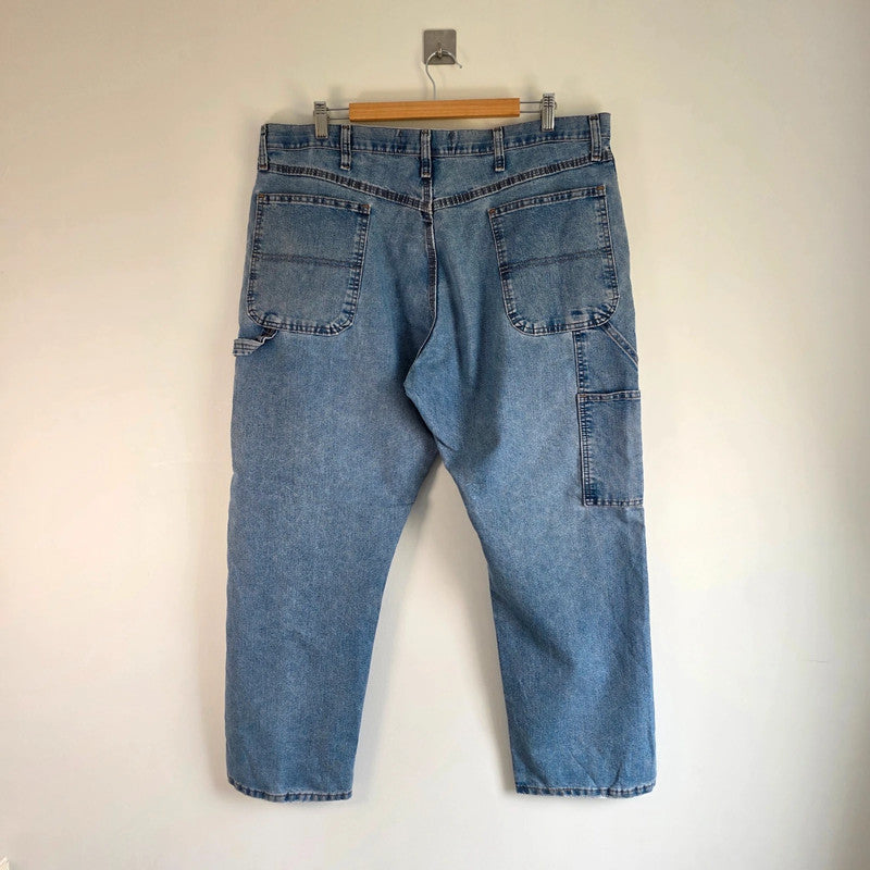 Vintage Wrangler Carpenter Jeans W38 L29 Blue Workwear Utility Denim Pants Made In Mexico
