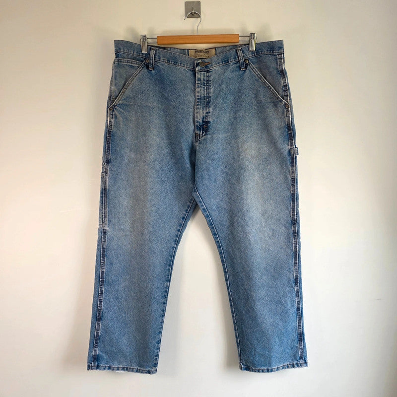 Vintage Wrangler Carpenter Jeans W38 L29 Blue Workwear Utility Denim Pants Made In Mexico
