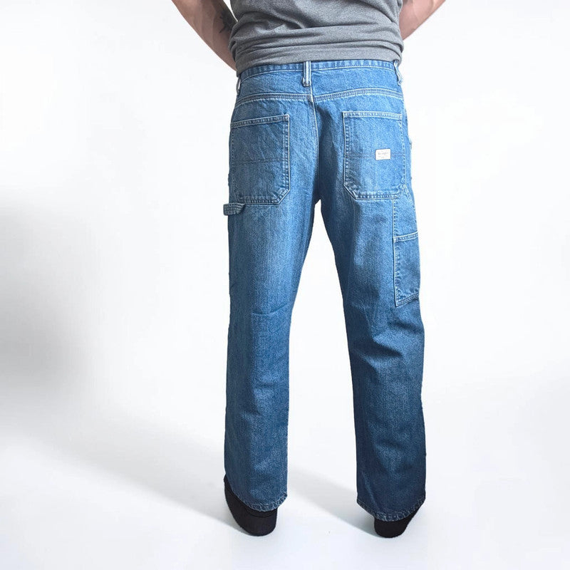 Wrangler Carpenter Jeans W32 L31 Blue Fleece Lined Workwear Utility Denim Pants