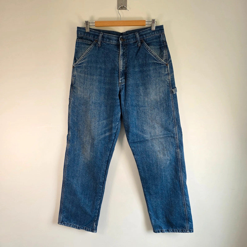 Wrangler Carpenter Jeans W32 L31 Blue Fleece Lined Workwear Utility Denim Pants