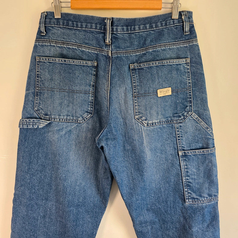 Wrangler Carpenter Jeans W32 L31 Blue Fleece Lined Workwear Utility Denim Pants