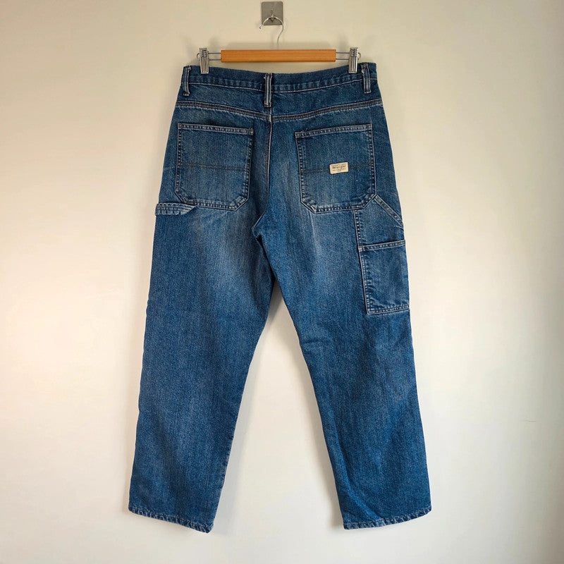 Wrangler Carpenter Jeans W32 L31 Blue Fleece Lined Workwear Utility Denim Pants
