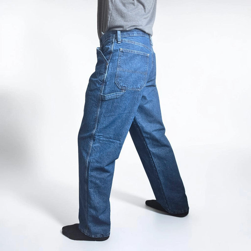 Wrangler Carpenter Jeans W33 L32 Blue Fleece Lined Workwear Utility Denim Pants