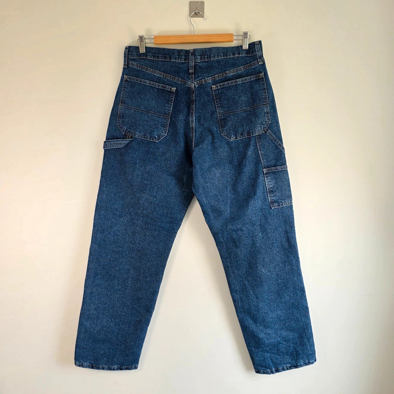 Wrangler Carpenter Jeans W33 L32 Blue Fleece Lined Workwear Utility Denim Pants