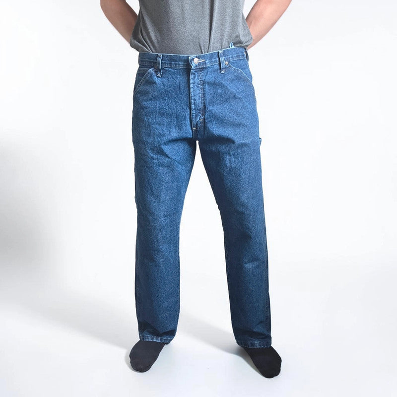 Wrangler Carpenter Jeans W33 L32 Blue Fleece Lined Workwear Utility Denim Pants