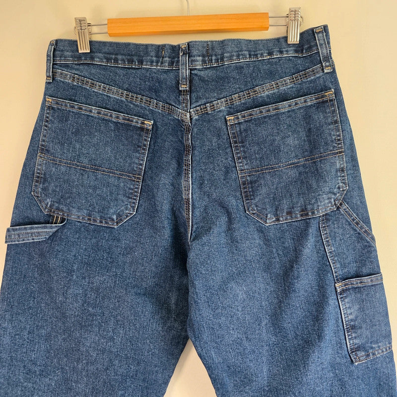Wrangler Carpenter Jeans W33 L32 Blue Fleece Lined Workwear Utility Denim Pants