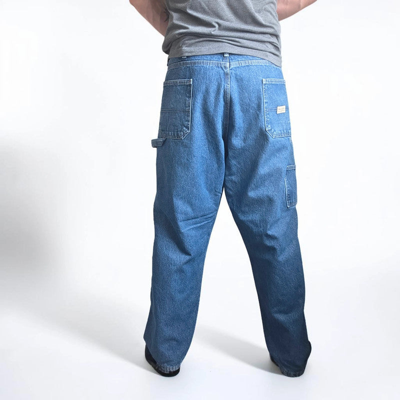 Wrangler Carpenter Jeans W38 L32 Blue Fleece Lined Workwear Utility Denim Pants