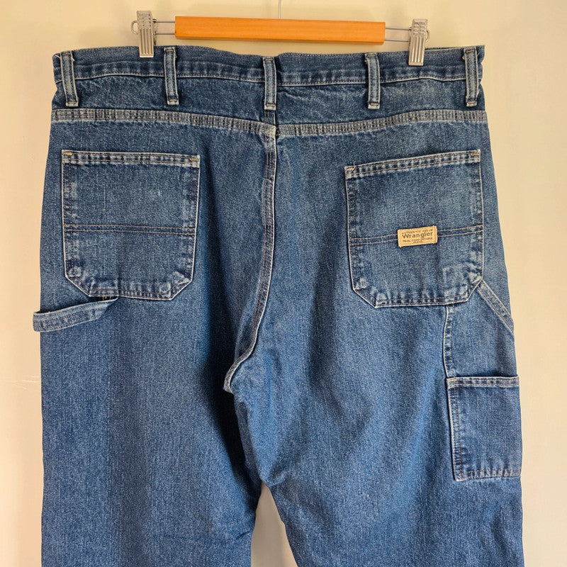 Wrangler Carpenter Jeans W38 L32 Blue Fleece Lined Workwear Utility Denim Pants