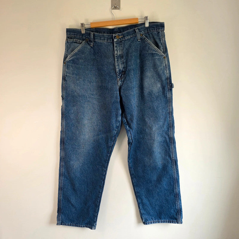 Wrangler Carpenter Jeans W38 L32 Blue Fleece Lined Workwear Utility Denim Pants