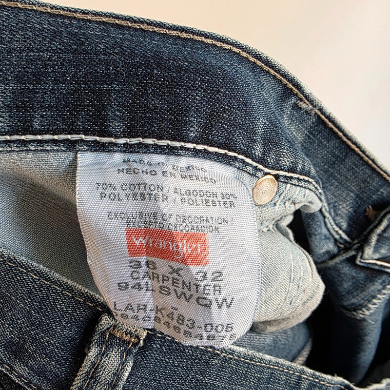 Wrangler Carpenter Jeans W36 L32 Blue Workwear Utility Denim Pants Relaxed Fit Baggy