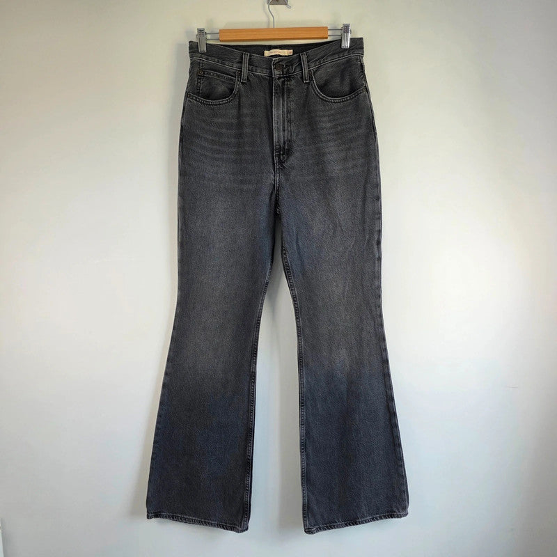 Levi's 70s High Flare Jeans W30 L33 Faded Black Grey High Rise Bell Bottom Retro