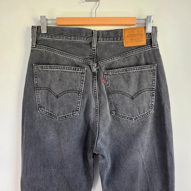Levi's 70s High Flare Jeans W30 L33 Faded Black Grey High Rise Bell Bottom Retro