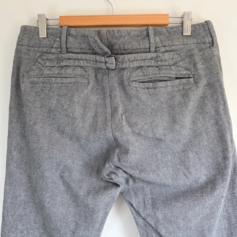Diesel grey cotton trousers with slim straight fit and subtle wear details.
