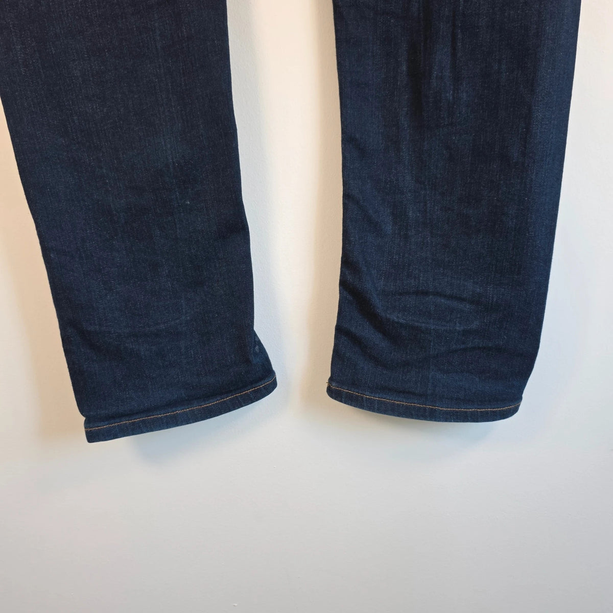 Replay straight leg jeans dark indigo blue stretch denim with embroidered back pockets.