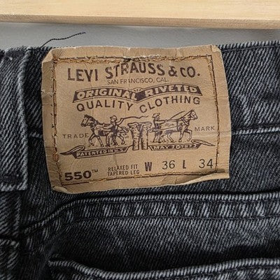 Vintage Levi's 550 Relaxed Fit Jeans W27 L28 (Tag W36 L34) Black Orange Tab USA?