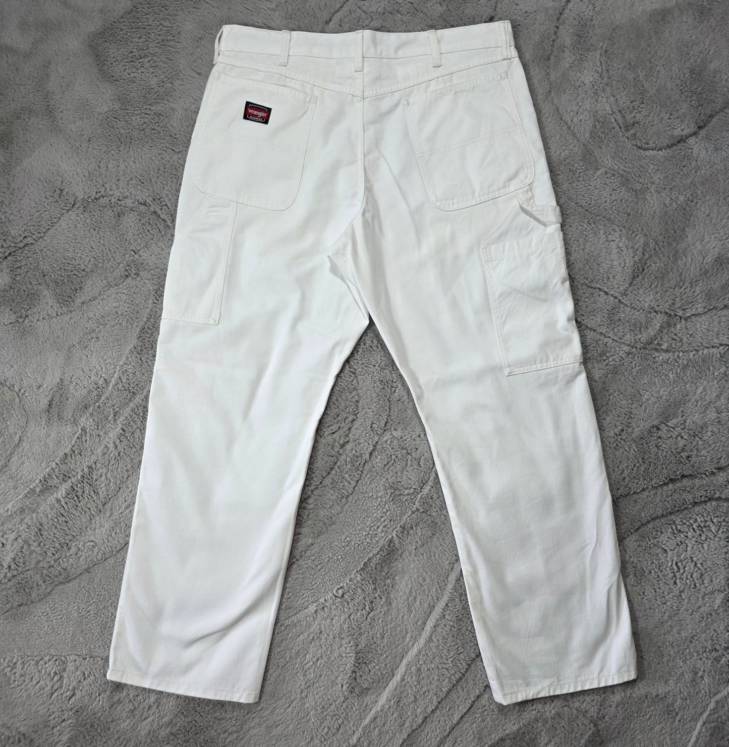 Wrangler Workwear Carpenter Jeans Men’s Straight White Denim W36 L30 60/40 Cotton-Poly Blend