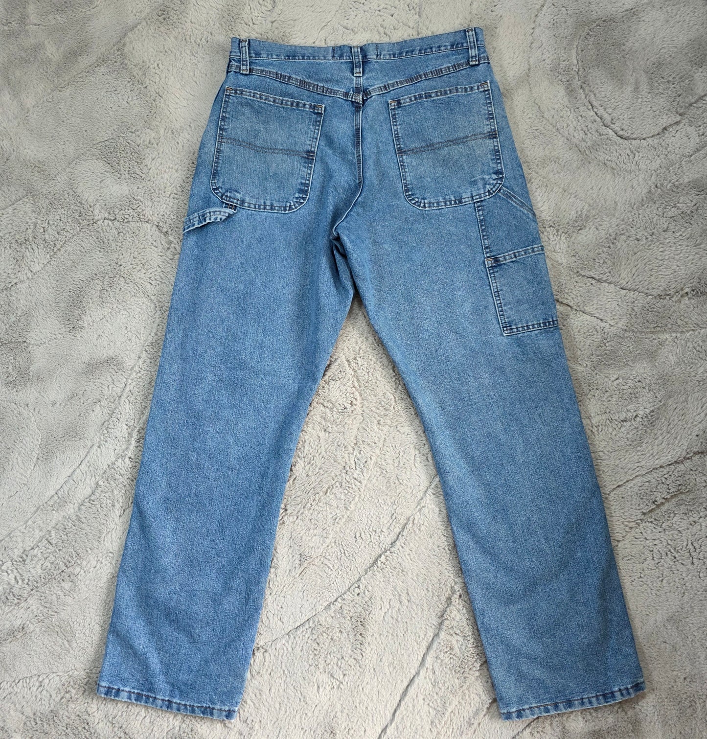 Wrangler Authentics carpenter straight leg blue denim jeans W33 L32 made in Mexico workwear