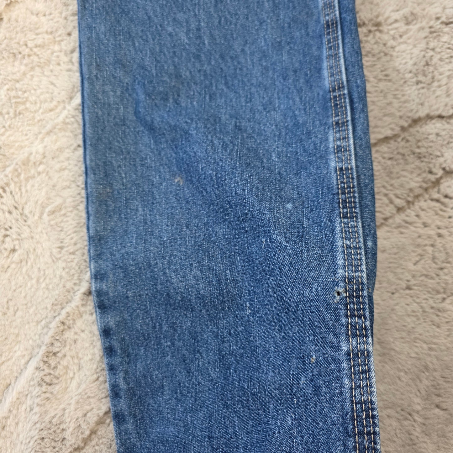 Wrangler carpenter straight leg blue denim jeans W34 L34 made in Nicaragua workwear