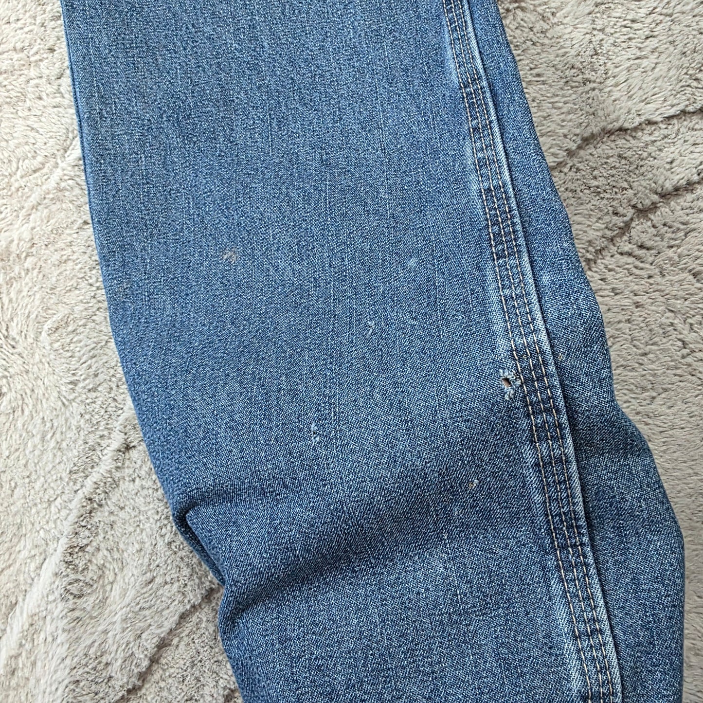 Wrangler carpenter straight leg blue denim jeans W34 L34 made in Nicaragua workwear