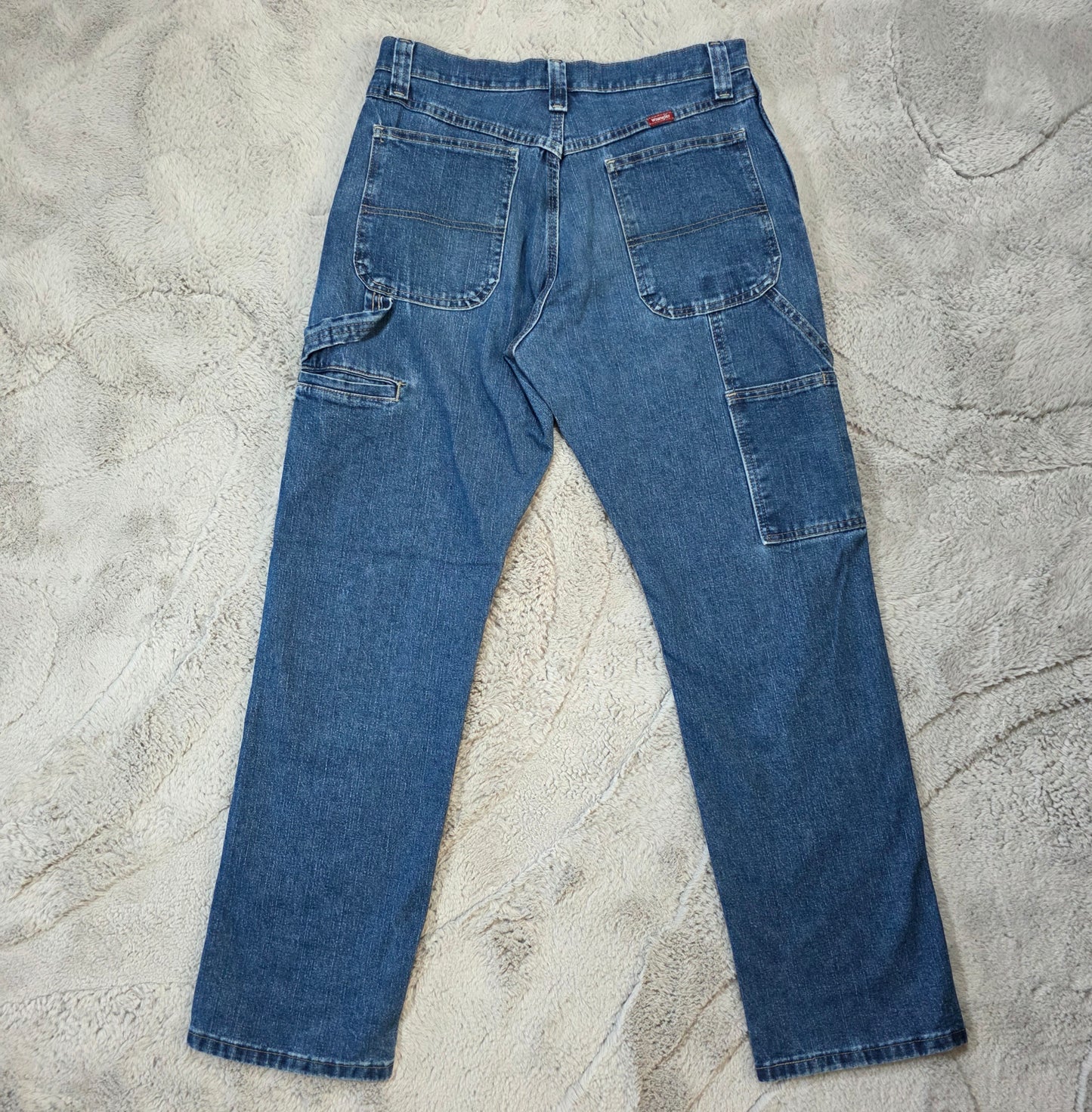 Wrangler carpenter straight leg blue denim jeans W30 L32 made in Mexico workwear