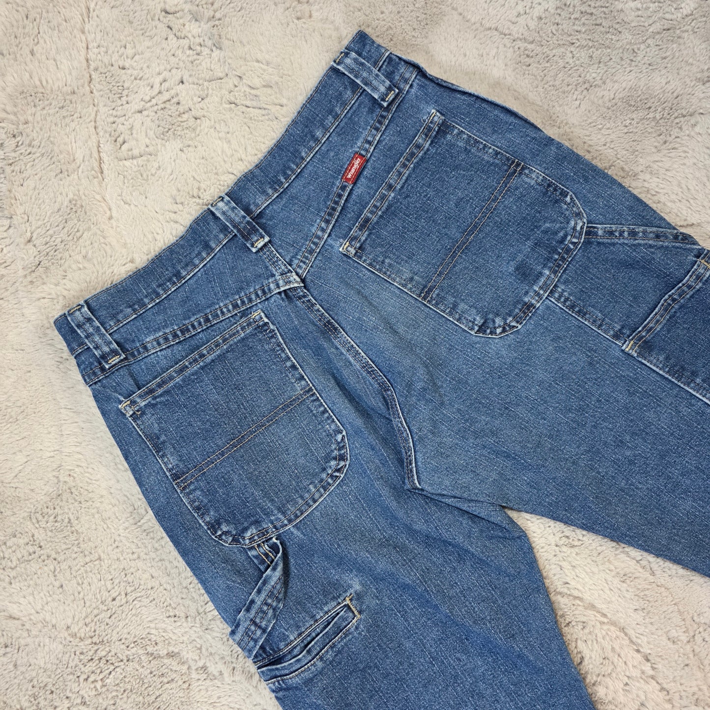 Wrangler carpenter straight leg blue denim jeans W30 L32 made in Mexico workwear