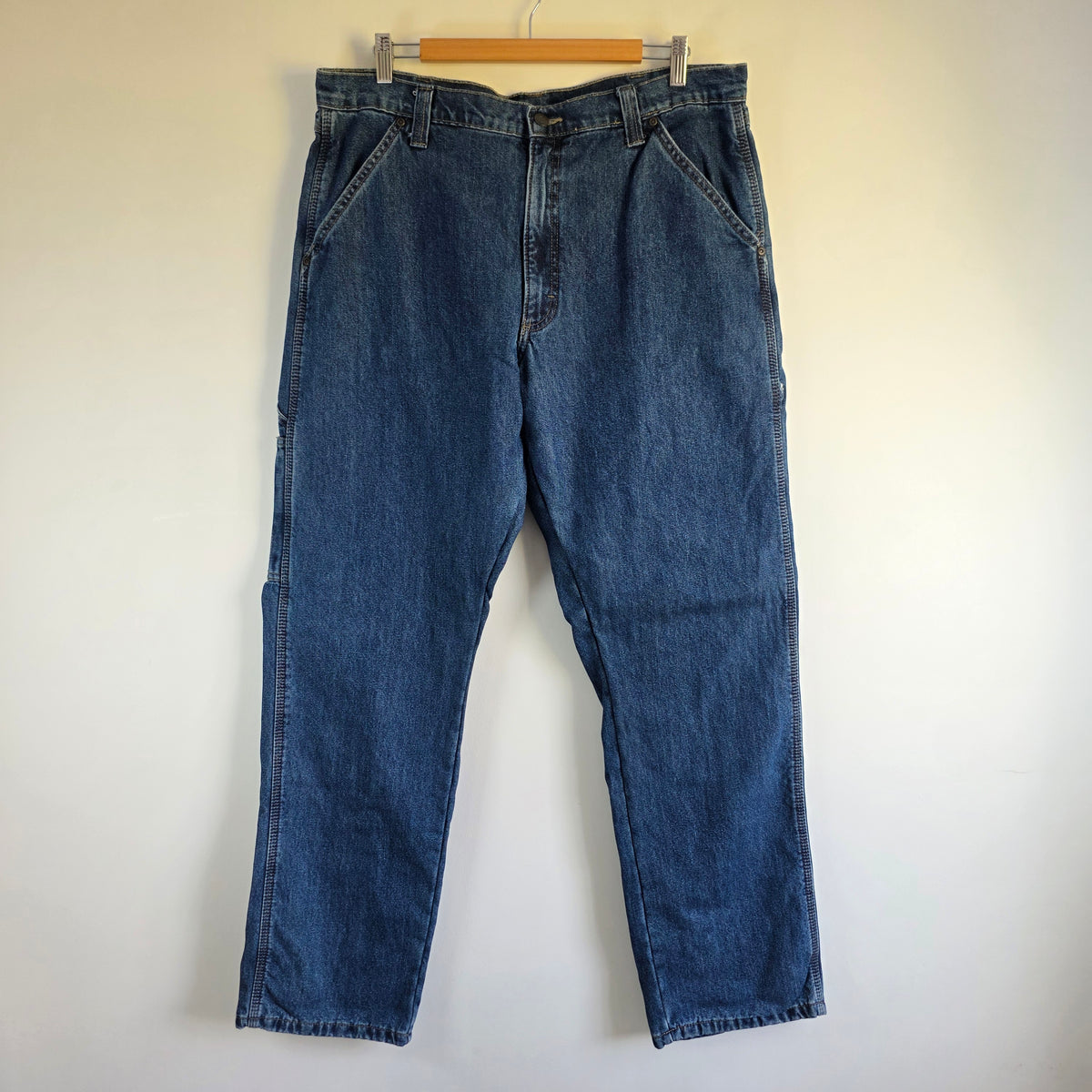 Wrangler Carpenter Jeans W36 L33 (W36 L34 Tag) Relaxed Fit Blue Fleece Lined Men