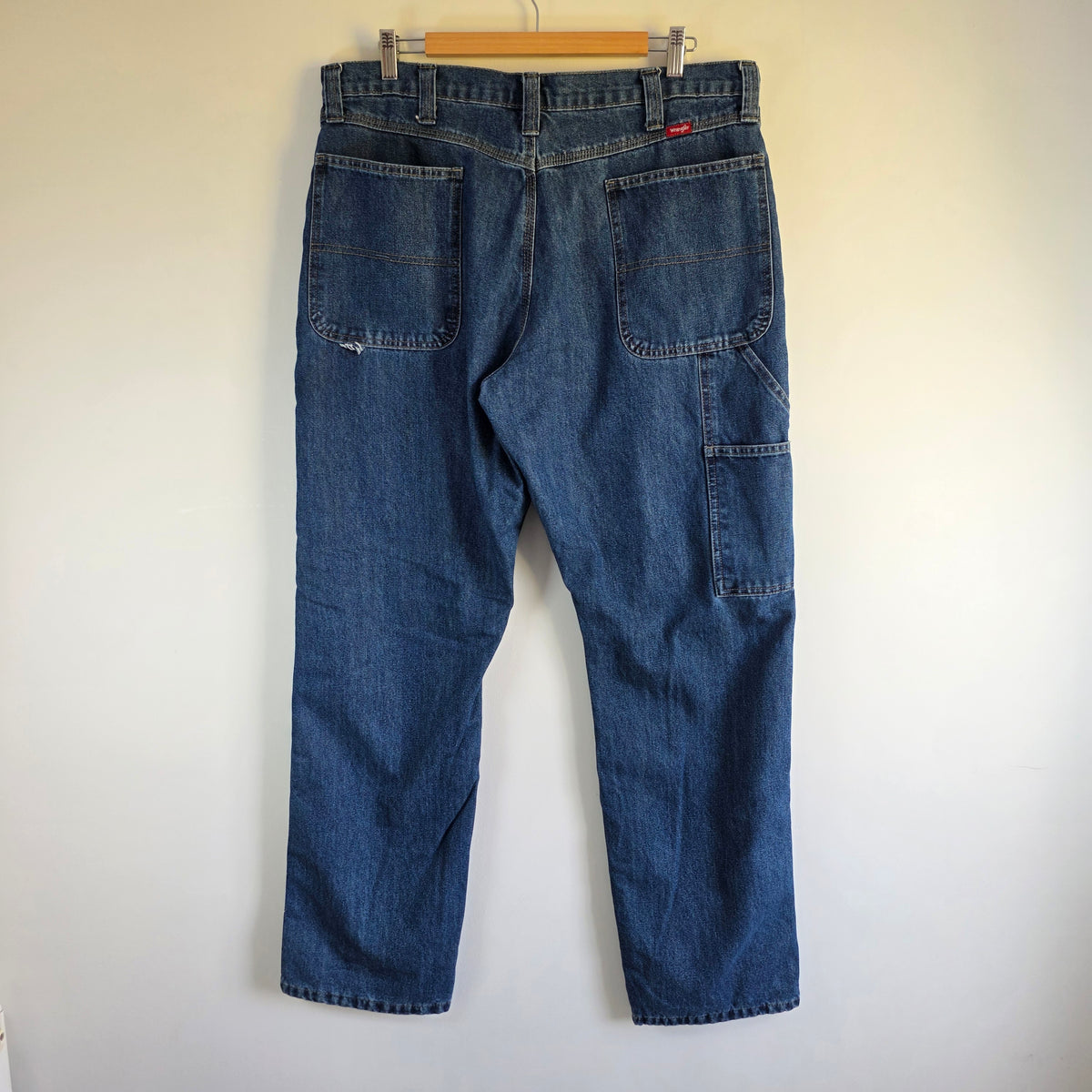 Wrangler Carpenter Jeans W36 L33 (W36 L34 Tag) Relaxed Fit Blue Fleece Lined Men