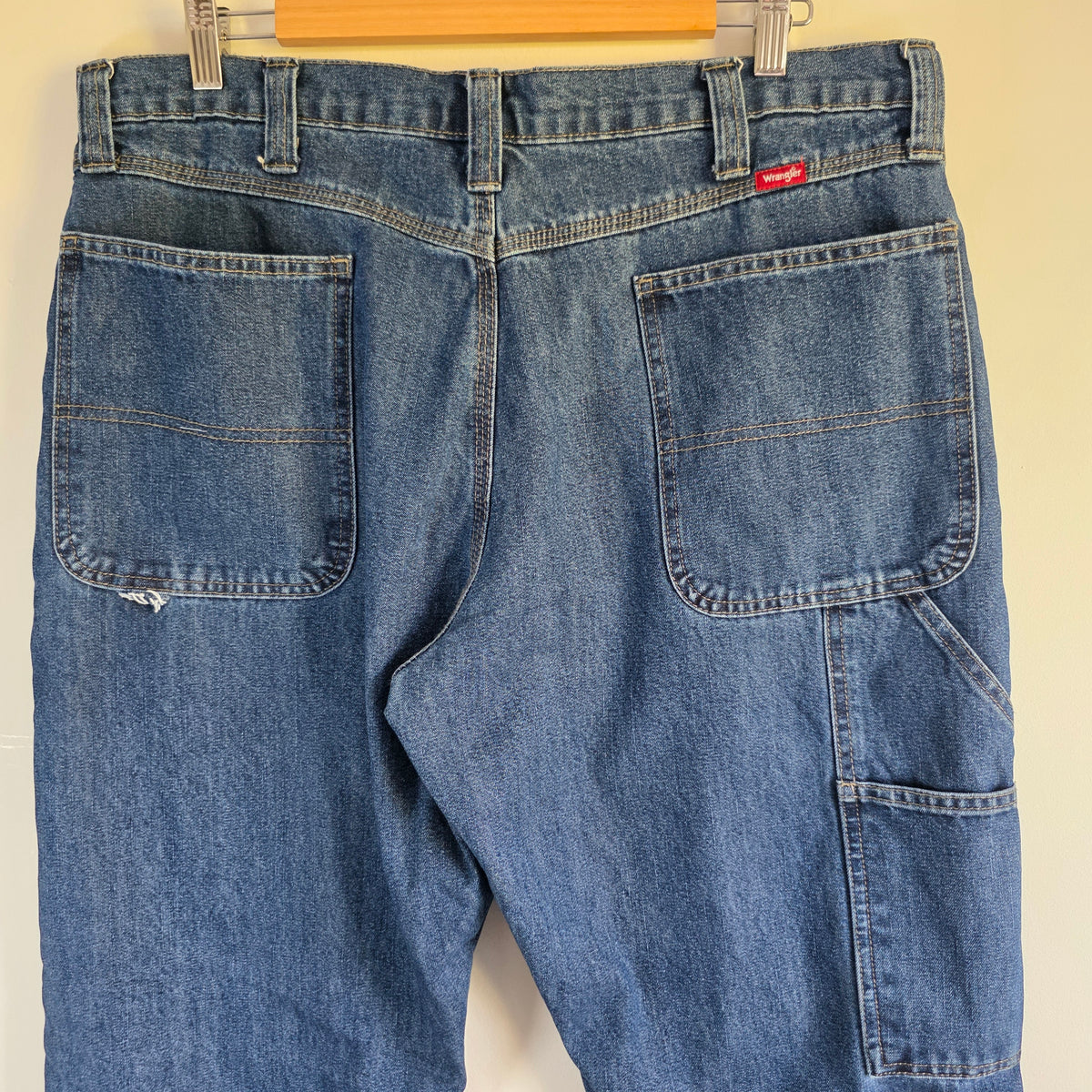 Wrangler Carpenter Jeans W36 L33 (W36 L34 Tag) Relaxed Fit Blue Fleece Lined Men
