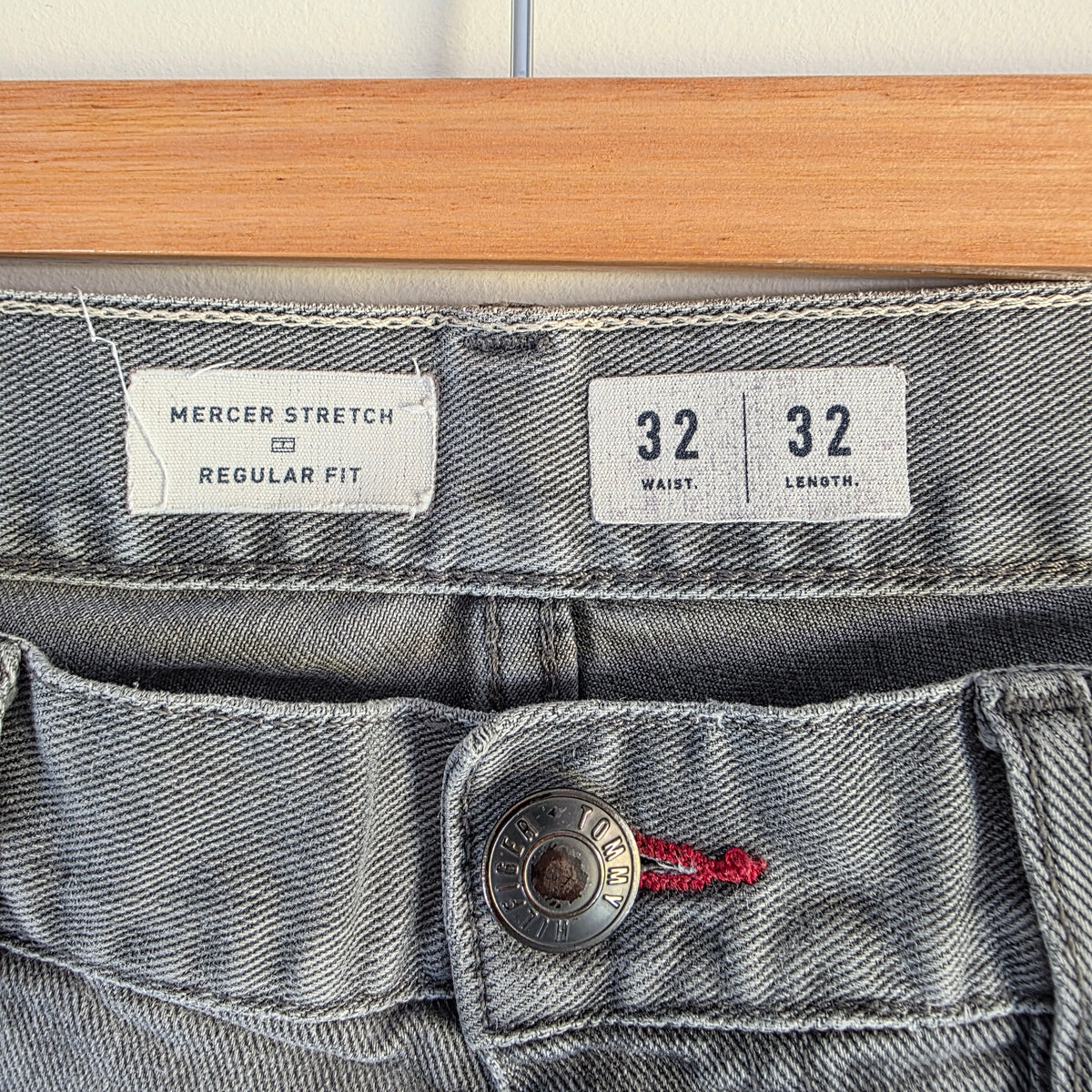 Tommy Hilfiger Mercer Jeans W32 L32 Grey Straight Fit Stretch Men's Denim