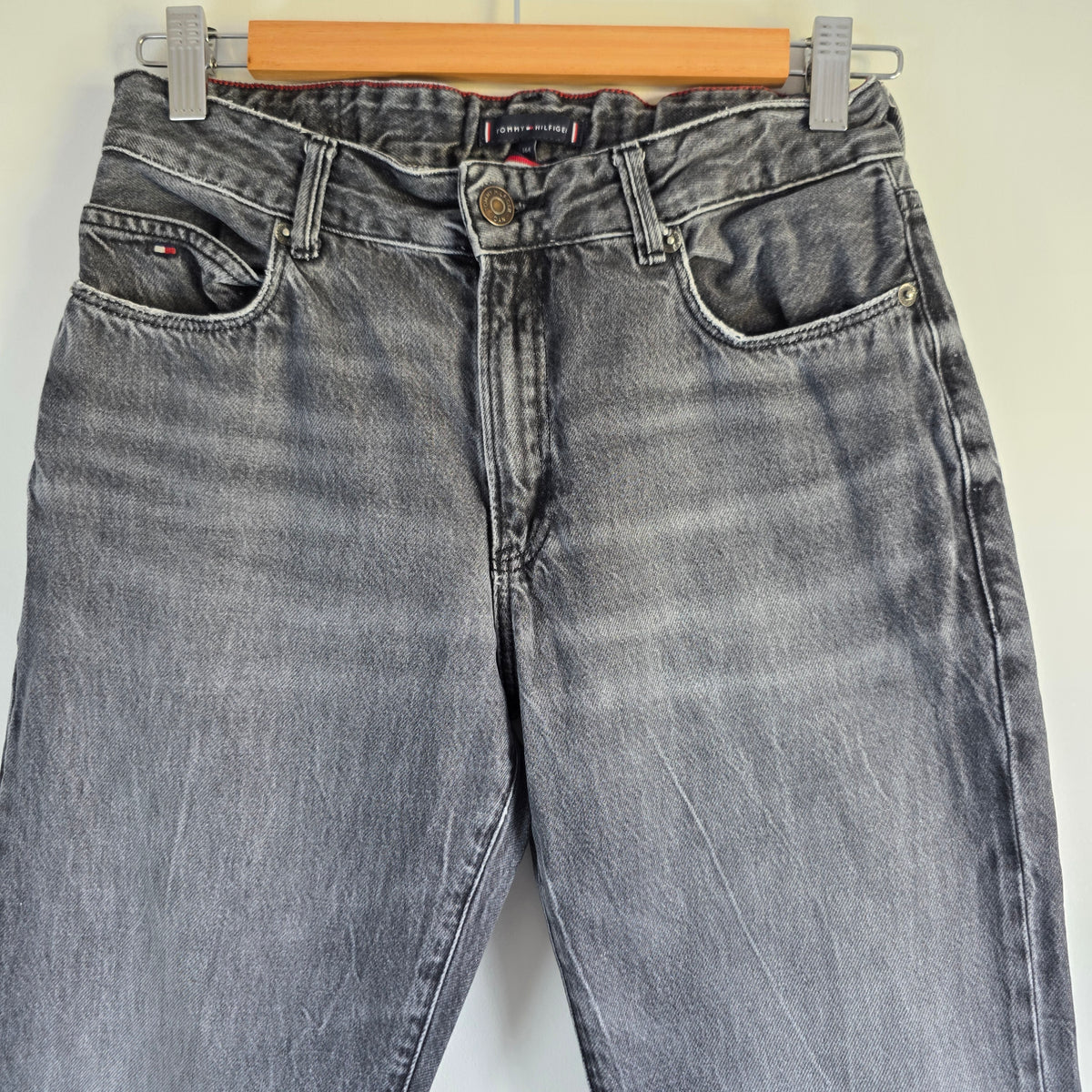 Tommy Hilfiger Straight Jeans W26 L29 Grey Black Women's Denim